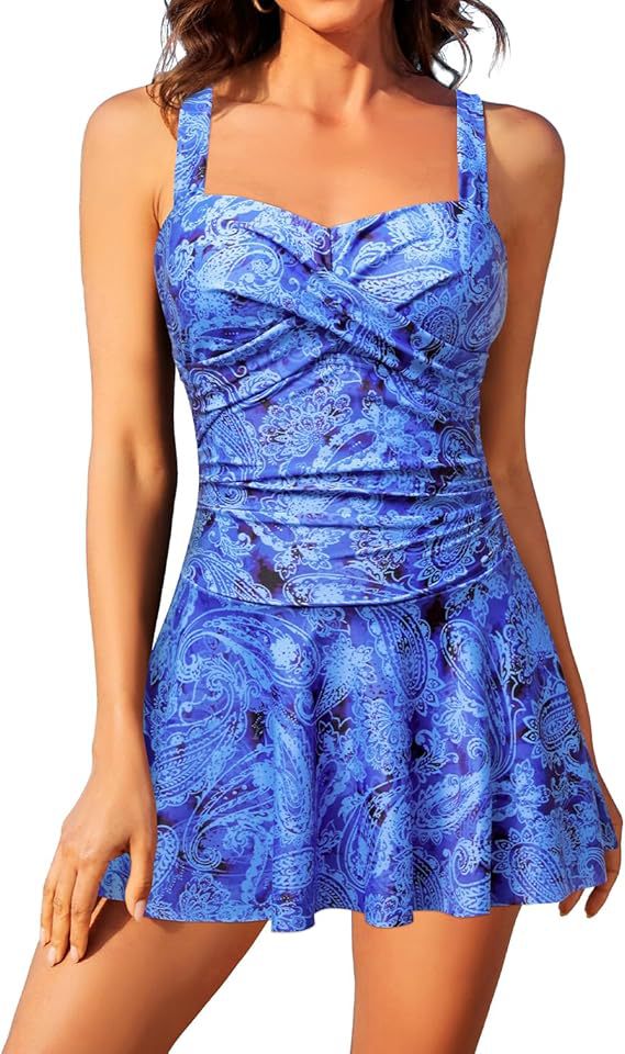 Women's One-Piece Swimsuit with Floral Print and Adjustable Straps