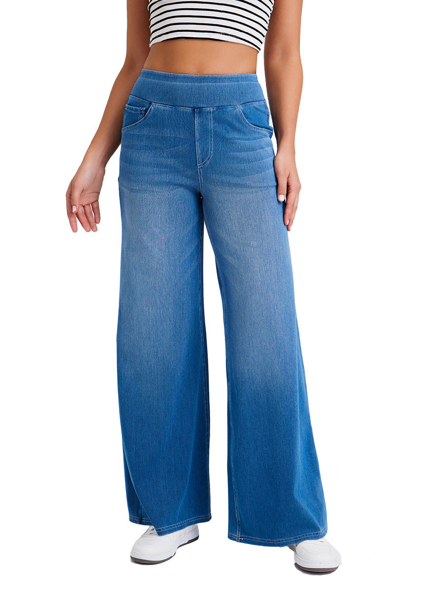 Women High Waist Denim Wide Jeans