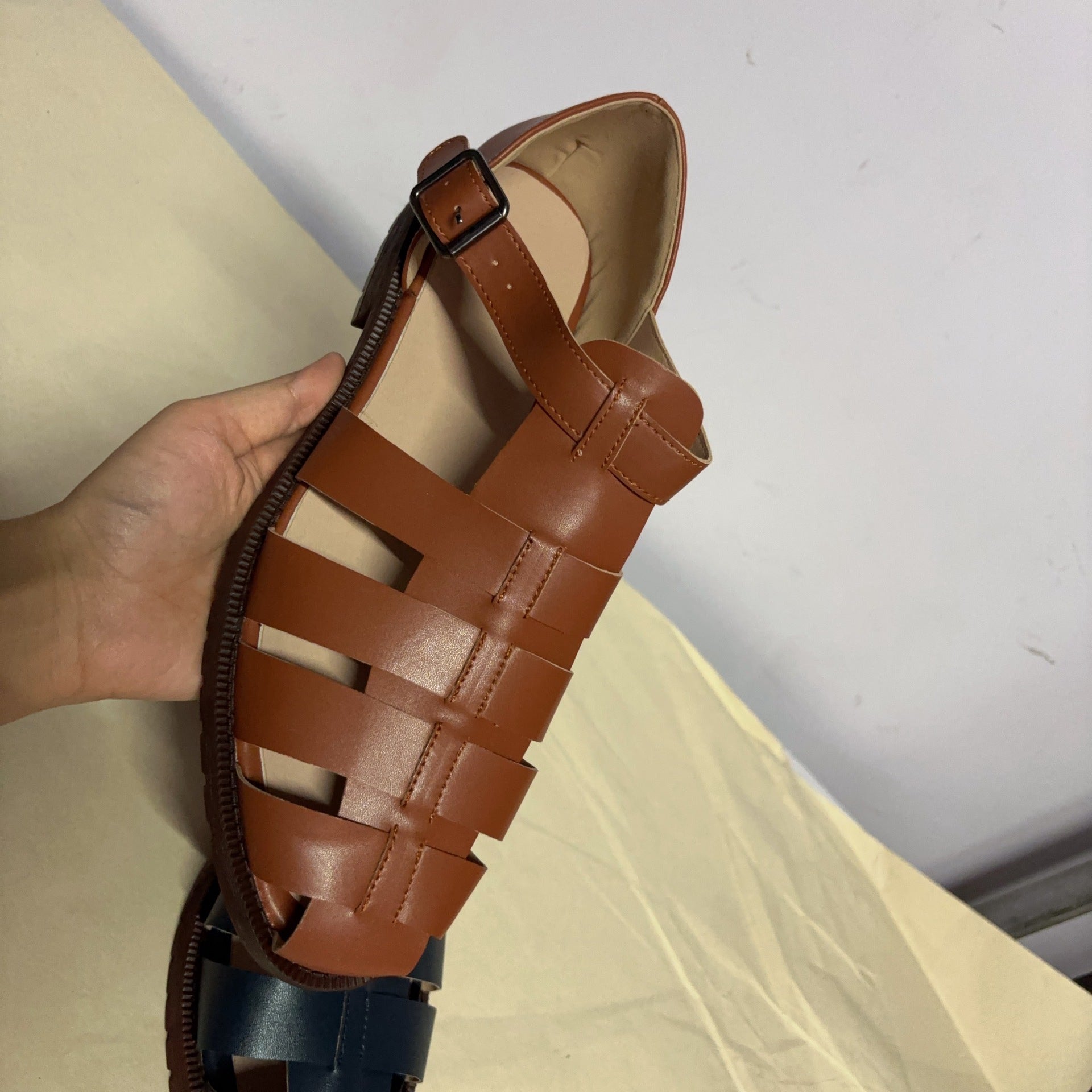 Women's Breathable Leather Buckle Sandals