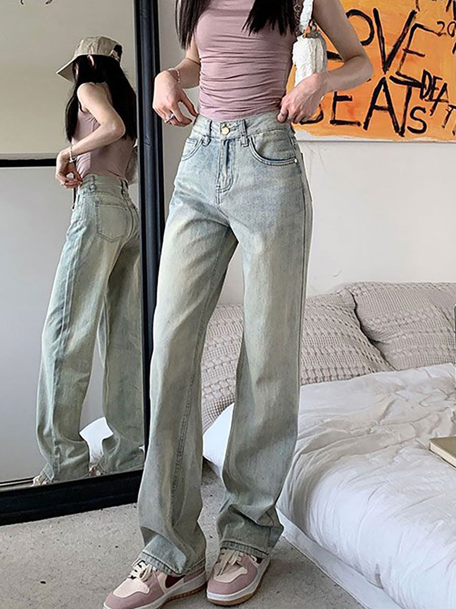 Womens High Waist Wide Leg Jeans