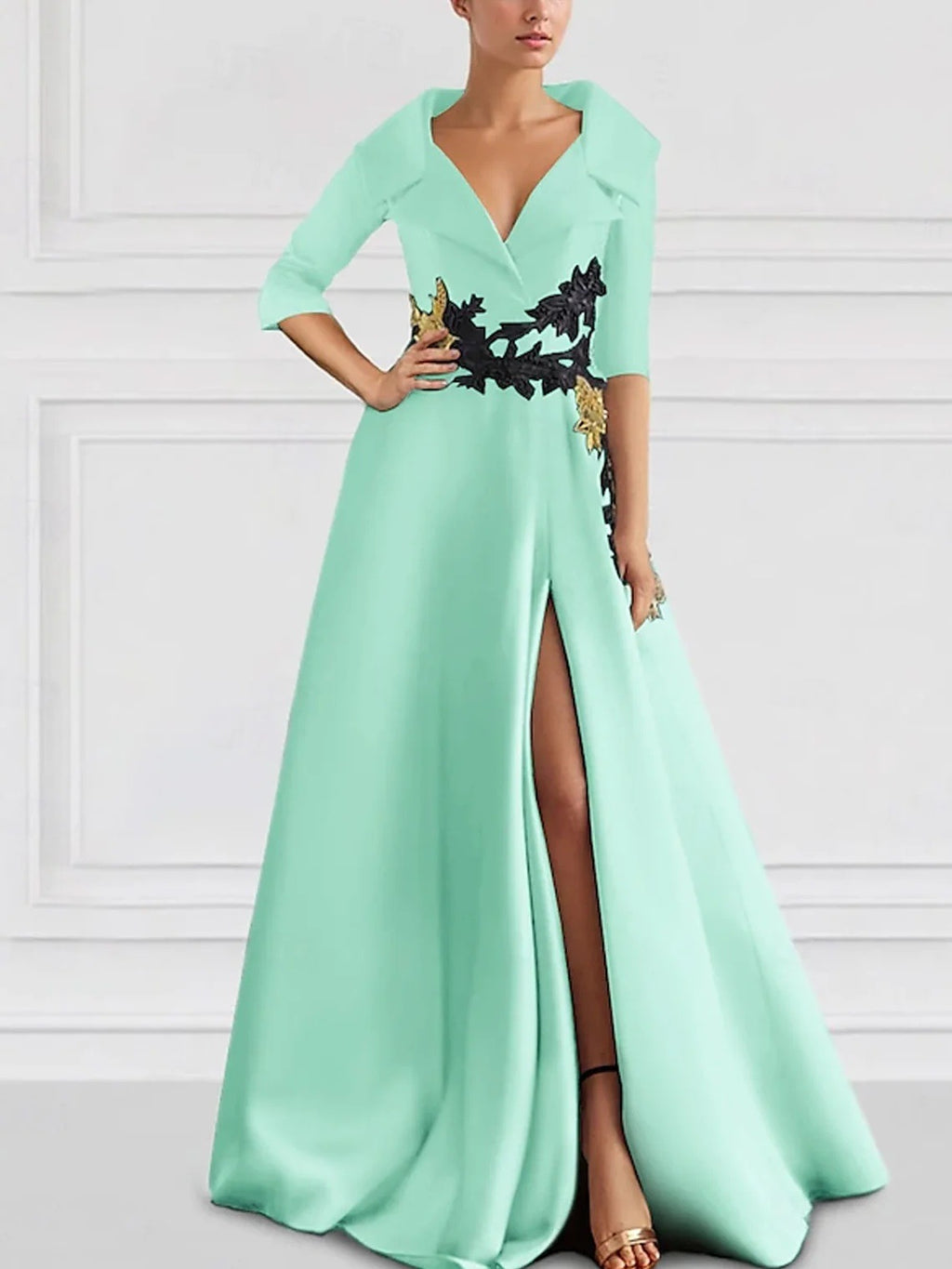 Elegant V-Neck Slit Evening Gown