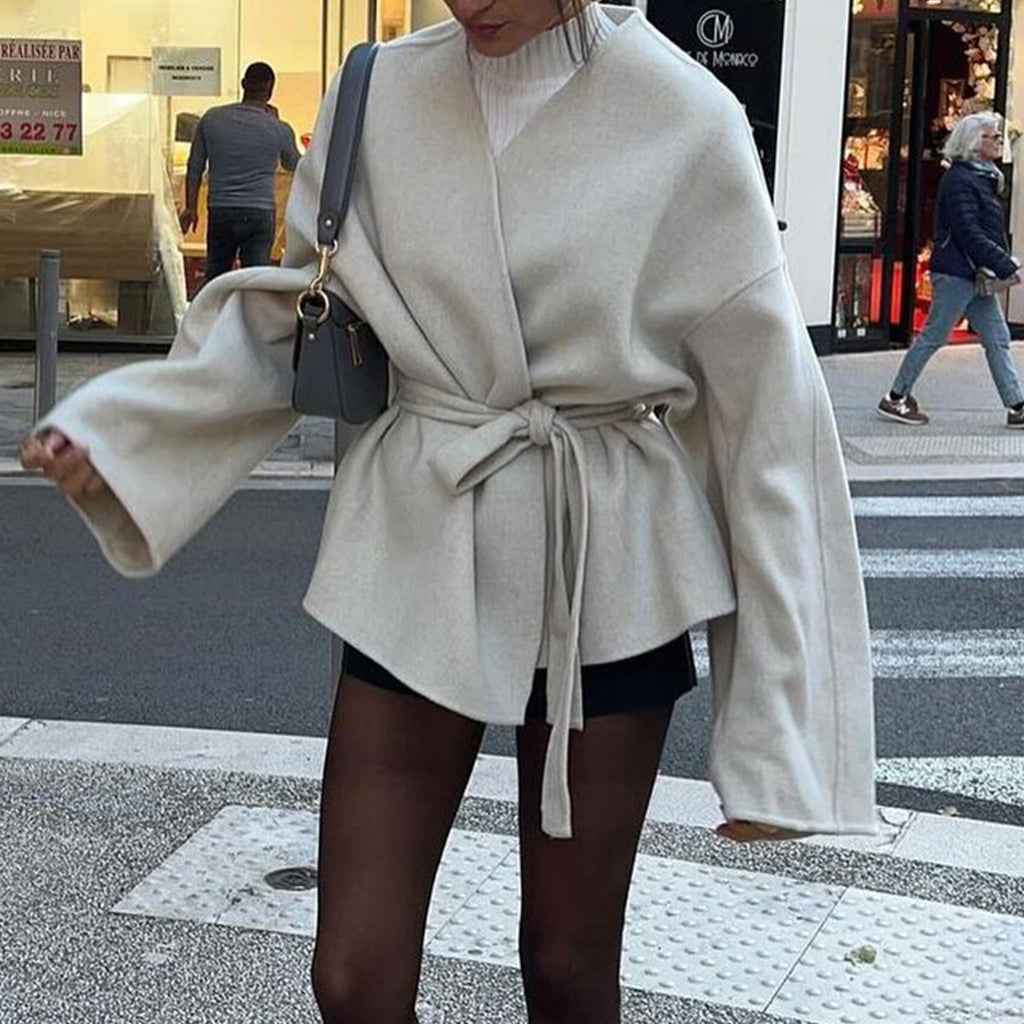 Womens Elegant Belted Trench Coat