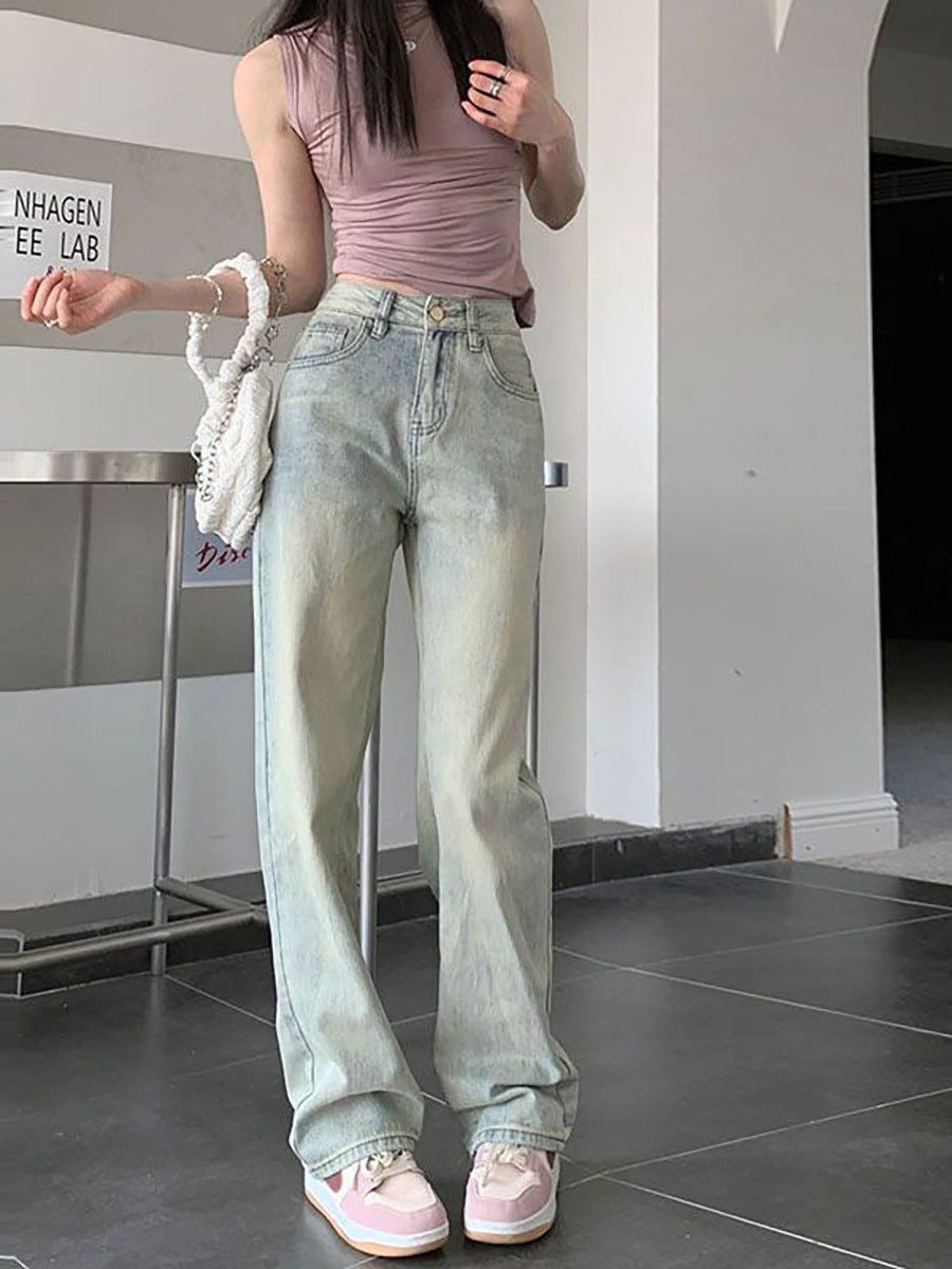 Womens High Waist Wide Leg Jeans